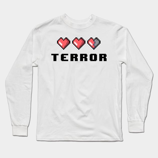 Pixel Terror Damaged Heart Long Sleeve T-Shirt by chortlzdesigns